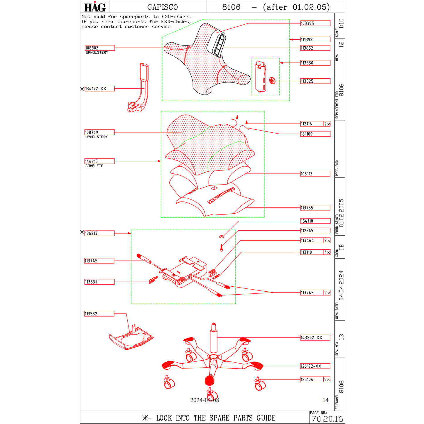 HÅG Capisco 8106 Spare Parts